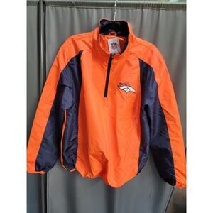 NFL Mens Denver Broncos Jacket 1/4 Zip Pullover Orange Windbreaker NEW WITH TAGS